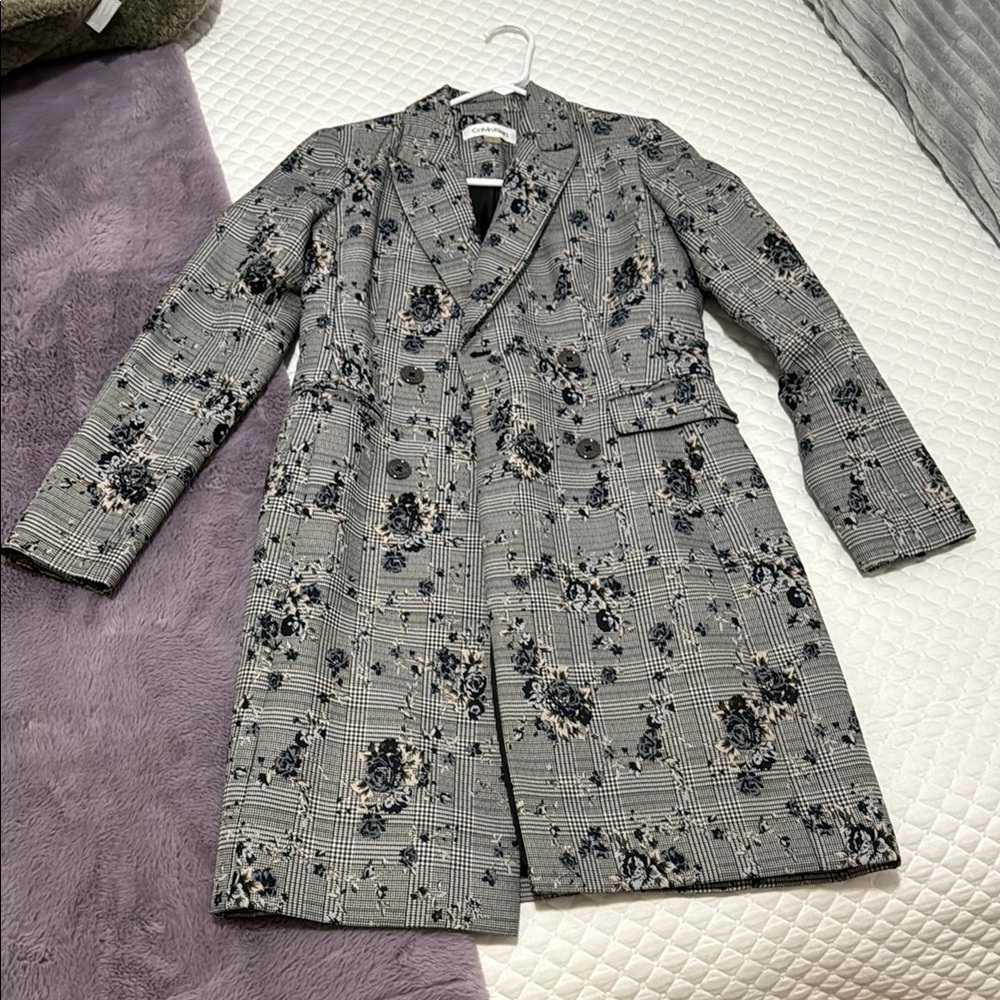 Light Gray Abstract Pattern Long Coat - image 1